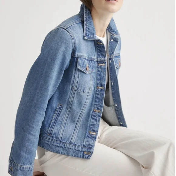 Quince Women's 100% Organic Cotton Jean Denim Jacket Indigo Blue Medium - Picture 7 of 15